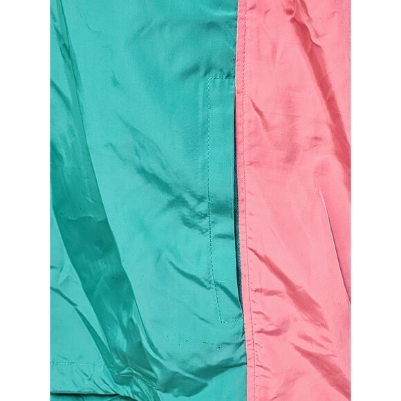 CSG 80s Retro Quarter Zip Pullover hooded Windbreaker Aqua/Pink Men's Size L - Picture 6 of 16